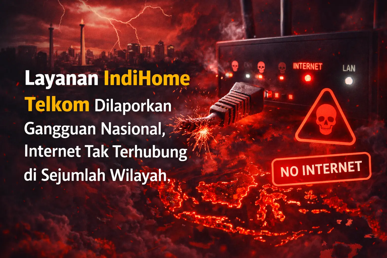 Internet IndiHome & Telkom Dilaporkan Gangguan Nasional, Laporan ‘Down’ Meningkat Tajam